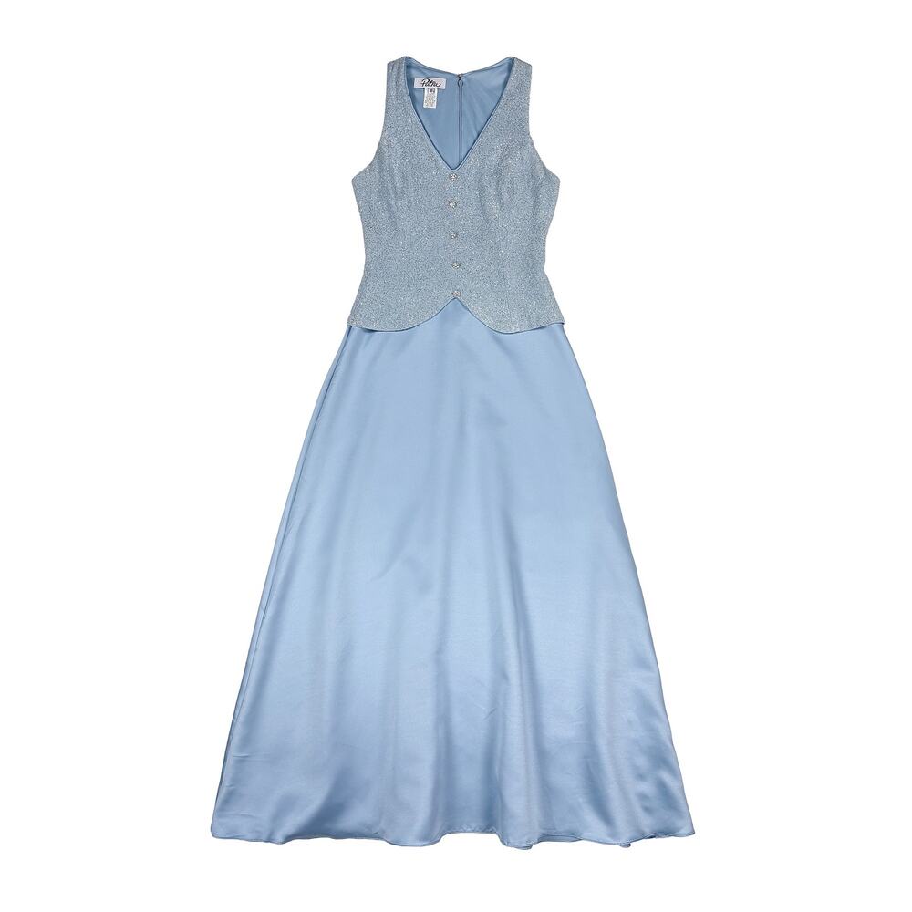 Patra Gown VTG Womens 10 Pastel Blue Glitter Rhinestone Formal Prom Y2K Princess